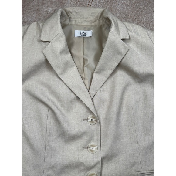 Le Suit Blazer Women's 24W Ivory Cream Pinstripe Tailored Blazer Jacket NWT - Picture 11 of 12